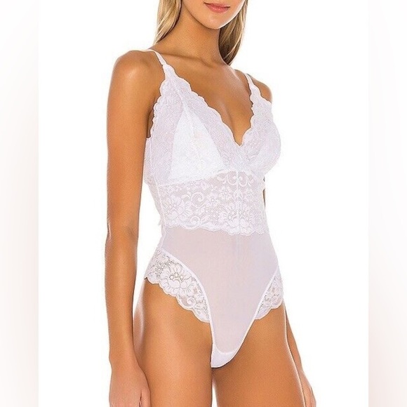 Free People We Are HAH Smarty Pants White Lace Bodysuit Camisole XS - Picture 3 of 5
